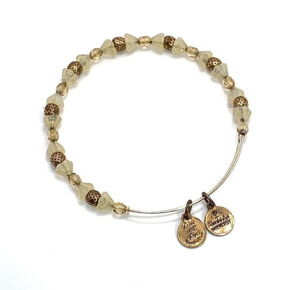 Alex and Ani Gold and Quartz Beaded Charm Bracelet - Expands 2"- 3.5" - Picture 2 of 3